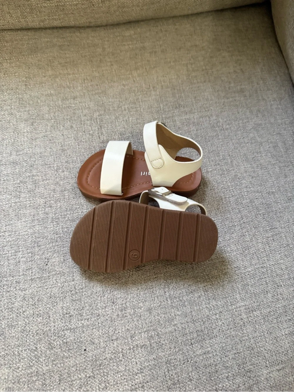 Madden Girl Kids White Two-Strap Sandals with Brown Footbed